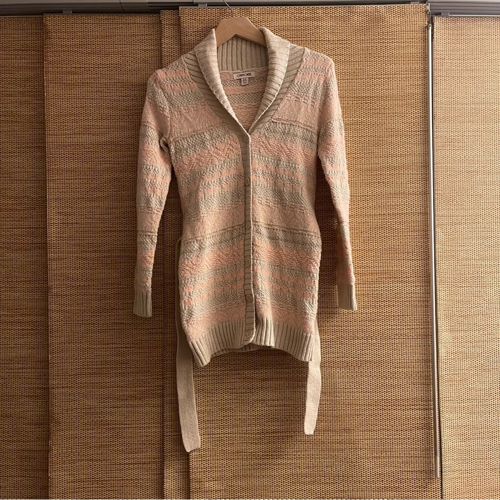 Cherokee Soft Cream and Pink Cardigan